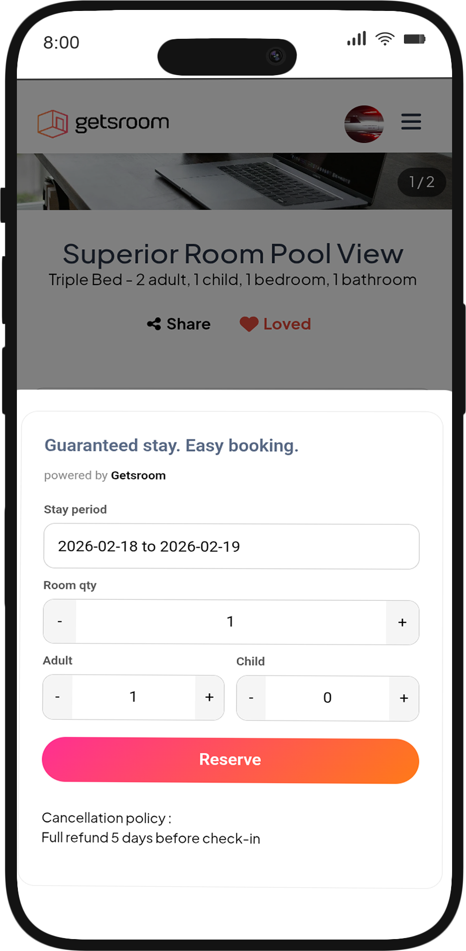 Booking widget for your property website